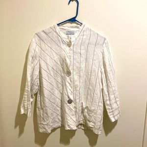 Willow S Linen Black and White Striped Blouse
